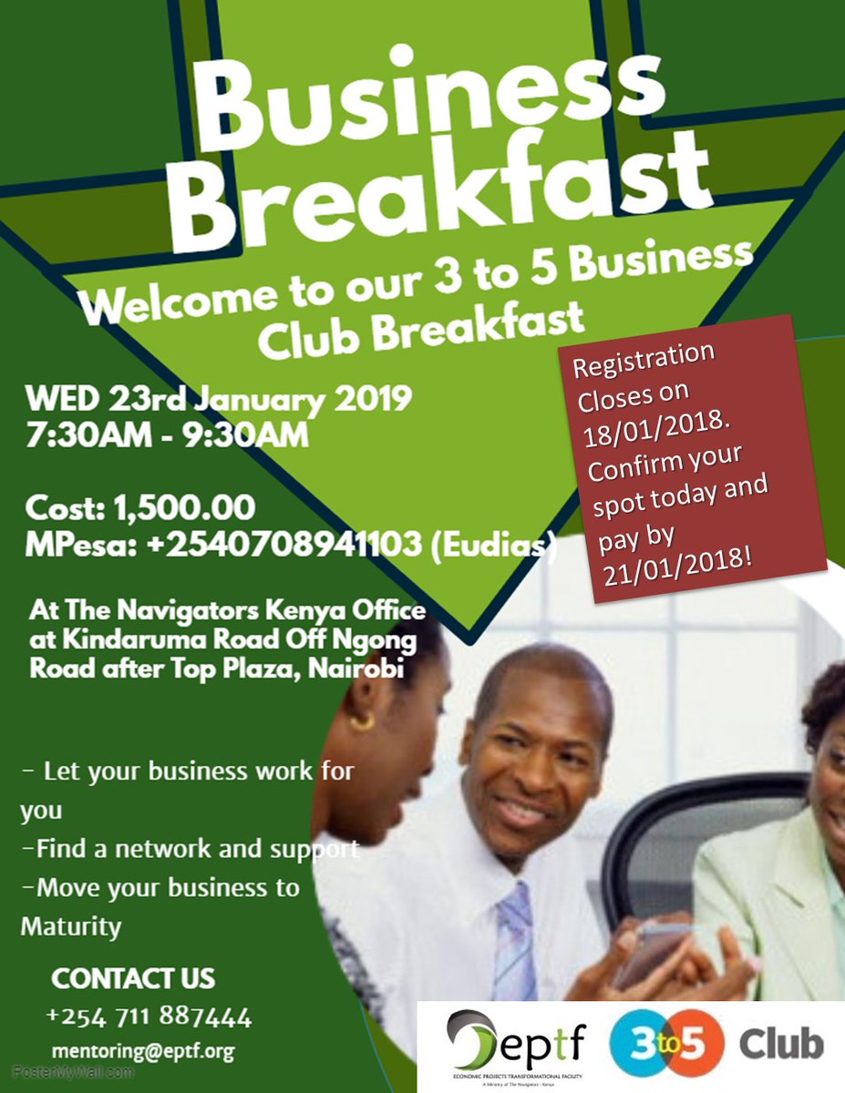 EPTFnavigators's tweet photo. Happy New Week! We are on the final leg and confirmations are ongoing for the Business Club Breakfast. The doors will open at 7:00am. https://t.co/KAZSSeUI1y