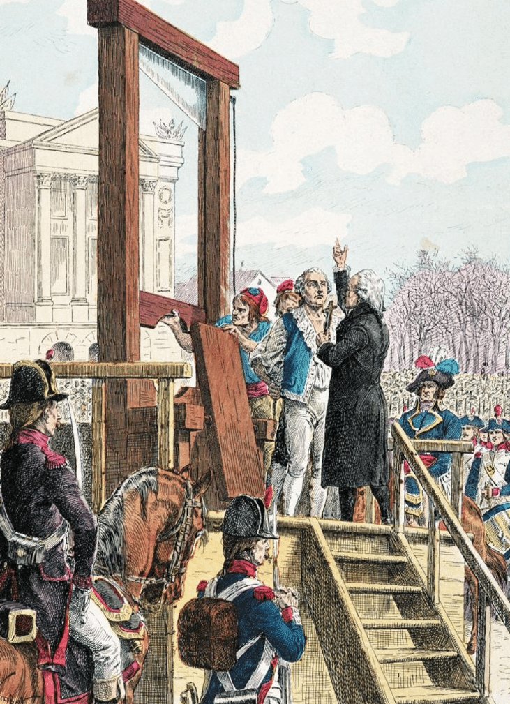 'Je meurs innocent de tous les crimes qu'on m'impute. Je pardonne aux auteurs de ma mort, et je prie Dieu que le sang que vous allez répandre ne retombe jamais sur la France.'
Louis XVI, roi de France, le #21janvier 1793 sous la première République.