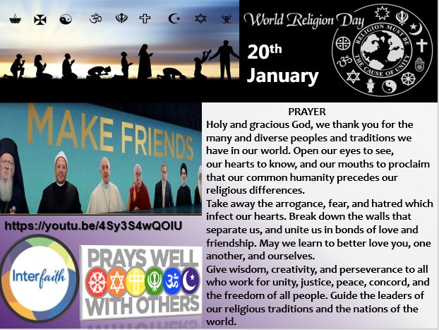 RE_StAnnes's tweet photo. 20th of January
World Religion Day 2019
"Interfaith"; building bridges of understanding and respect between people of all beliefs". https://t.co/ru26Cnxox2