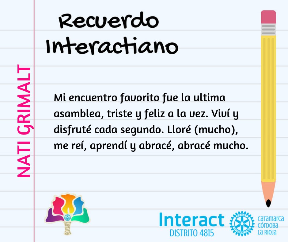 Interact4815's tweet photo. Domingo de Recuerdos 📝(parte 2) y para dar comienzo a esta sección en el Periodo 2018/2019, nos comunicamos con @natigrimalt !!
Gracias por sumarte a la iniciativa 💪🏼♥
#Recuerdos #Servicio #Interact #Distrito4815 #RotaryInternational https://t.co/ymz5UiLmnN