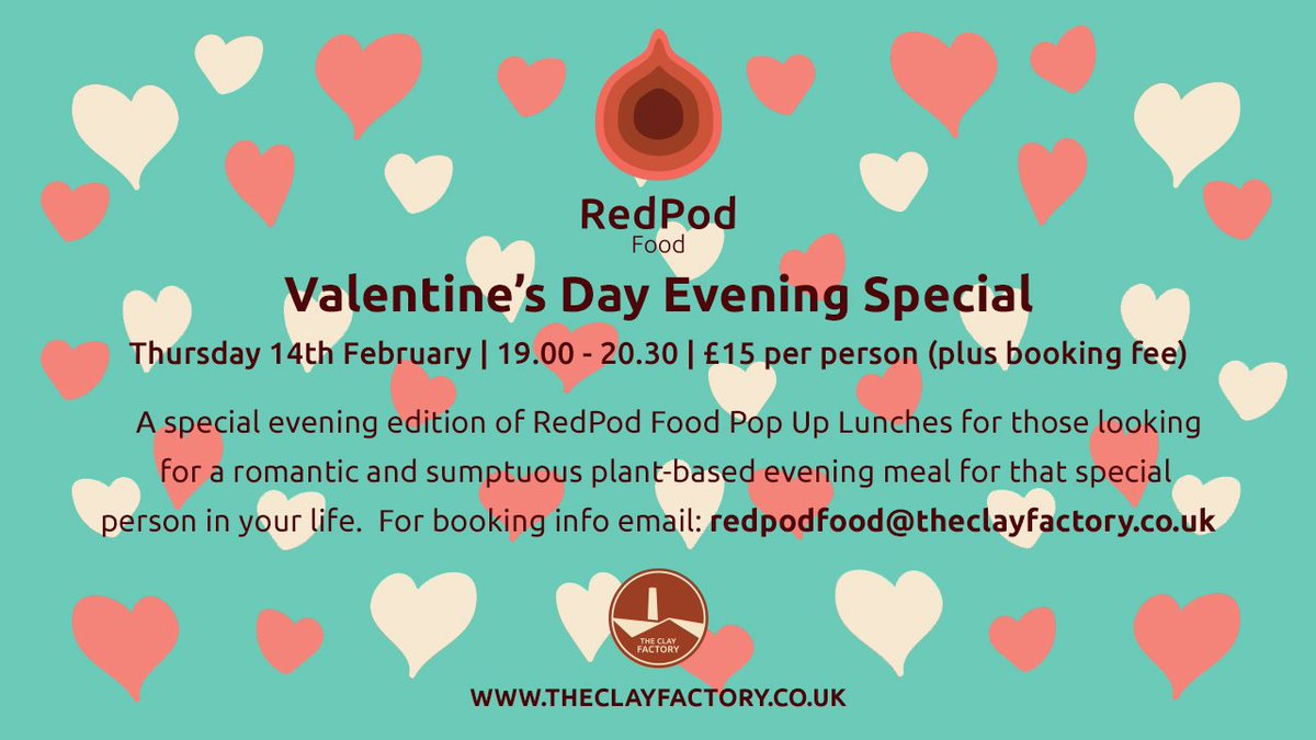 FactoryClay's tweet image. EXCITING NEWS! We are opening for an extra special romantic evening dinner service on 14th Feb 7-8.30pm to celebrate Valentine's Day... follow the link to book tickets now @RedPodFood @WTelfordHerald #veganuary #Veganfood #ValentinesDay eventbrite.co.uk/e/redpod-food-…