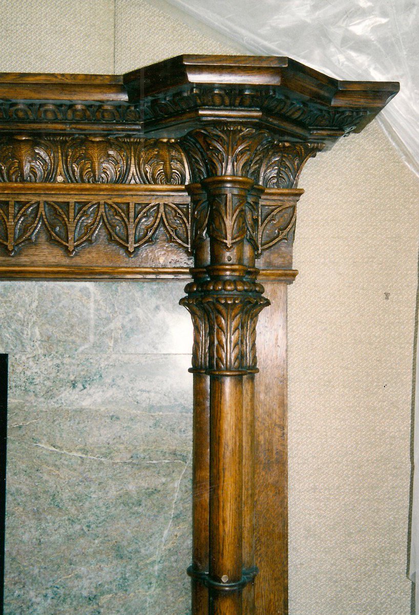IanAgrell's tweet photo. Feeling the cold but not #bluemonday here. Keeping warm this week by posting some of our #handcarved #firesurrounds #overmantles. Today #gothic with tracery, egg & dart and acanthus #mouldings and pilasters. https://t.co/8jfD89pMxe