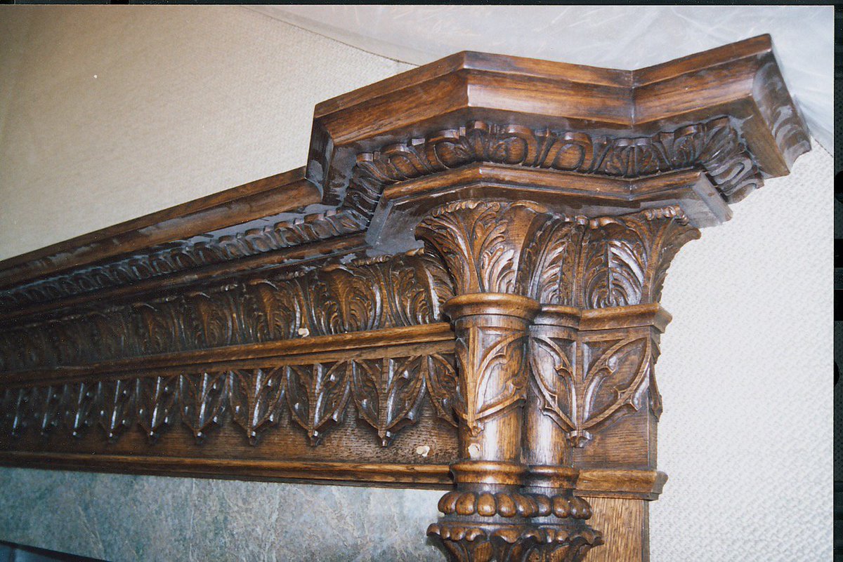 IanAgrell's tweet photo. Feeling the cold but not #bluemonday here. Keeping warm this week by posting some of our #handcarved #firesurrounds #overmantles. Today #gothic with tracery, egg & dart and acanthus #mouldings and pilasters. https://t.co/8jfD89pMxe
