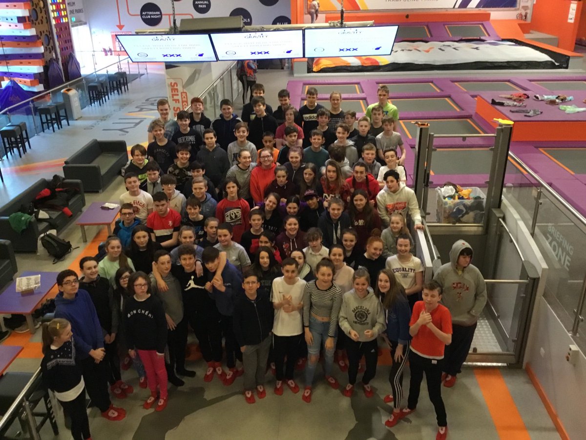 NorthBerwickHS's tweet image. Today’s classroom for S2s. All ready for the first bounce of the morning. Trampolining at Gravity before bowling this afternoon. #nicesocks