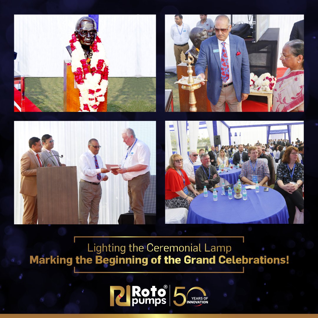 Rotopump's tweet photo. The lighting of our ceremonial lamp by our CMD Mr. Harish Chandra Gupta marked the beginning of our golden jubilee celebrations.
#50andCounting #WeAreRoto #MovingFluidsWithRoto #MoveWithRoto #Rotopumps #Roto #Roto50years #PCP #ProgressiveCavityPumps #Positivedisplacementpumps https://t.co/N9gP2i4rsw