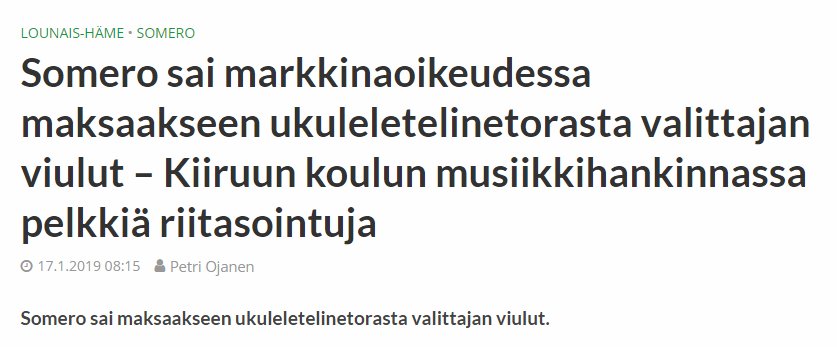Ukuleletelinetora. Nyt on toimittaja päässyt revittelemään, mahtava otsikko ja ingressi (ottamatta sen suuremmin kantaa itse juttuun)! #forssanlehti #somero #ukuleletelinetora