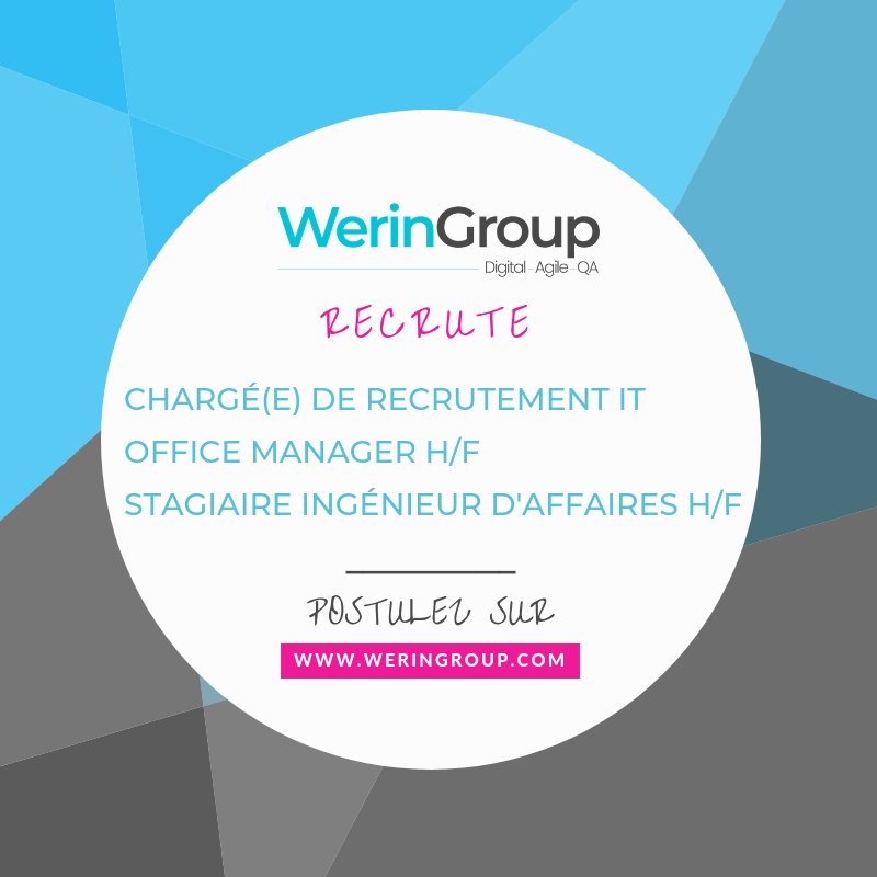 WerinGroup's tweet photo. 📢 3 postes ouverts en interne sur Paris, venez vite consulter nos offres :  https://t.co/w79VmwscuF

--------
#recrutement #jobs #stagiaire #onrecrute #offres #emplois #candidature #Teamwerin #Digital #officemanager #RH #ressources #humaines #internship #startup #consulting #IT https://t.co/nnMF5cshd0