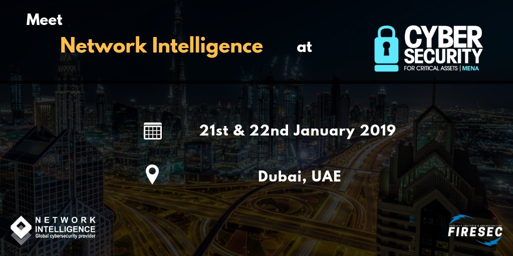 niiconsulting's tweet image. Meet us at our booth at #CS4CA MENA 2019 to discuss #CriticalInfrastructuresecurity challenges and solutions on 21st-22nd Jan in Dubai.
Our Business Head (#ICSSecurity) @virtriv will be speaking on the &apos;True Purpose of ICS Cyber Security Frameworks&apos; on 22nd Jan at 11:20 AM (GST)