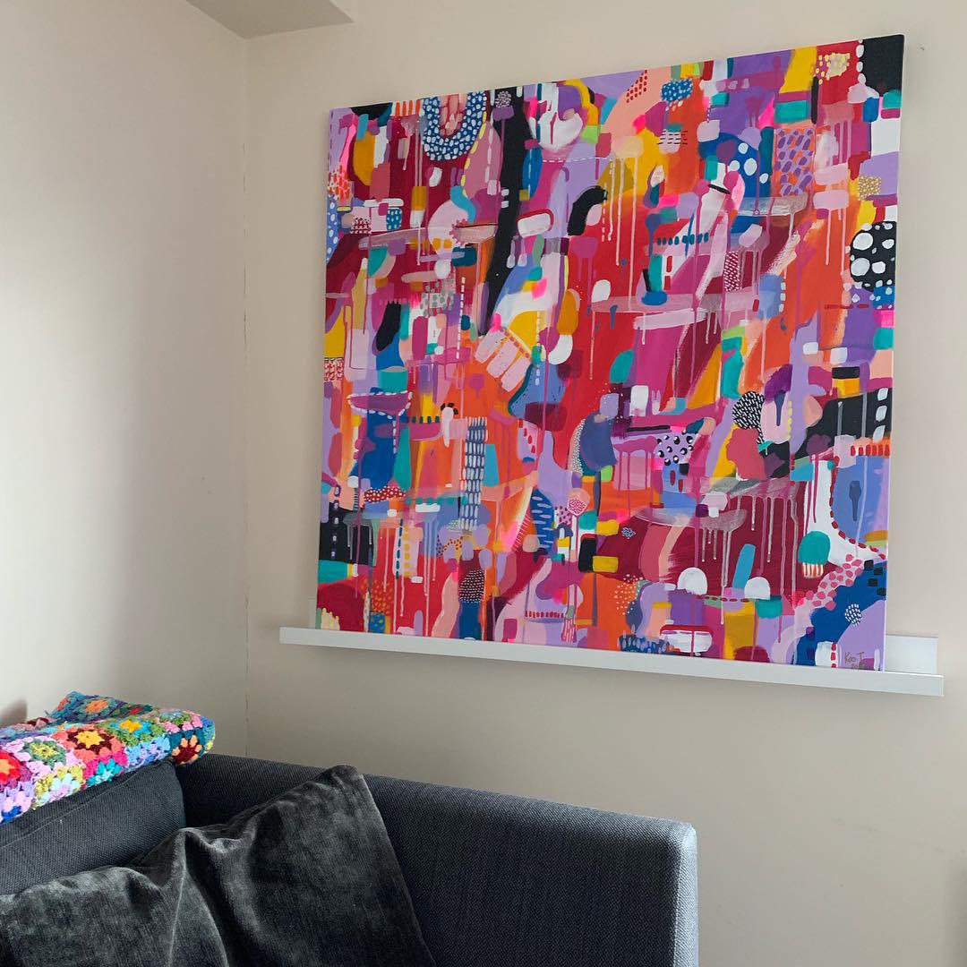 ‘Cocktail Anyone?’ 40x40’. Super happy with how this beauty looks in her new place in my lounge. She is for sale - contact me via DM or through my website
#abstractart #abstractpainting #painting #womenwhopaint #colourmehappy #kootreadwell #mondaymagic #artforsale #kootreadwell