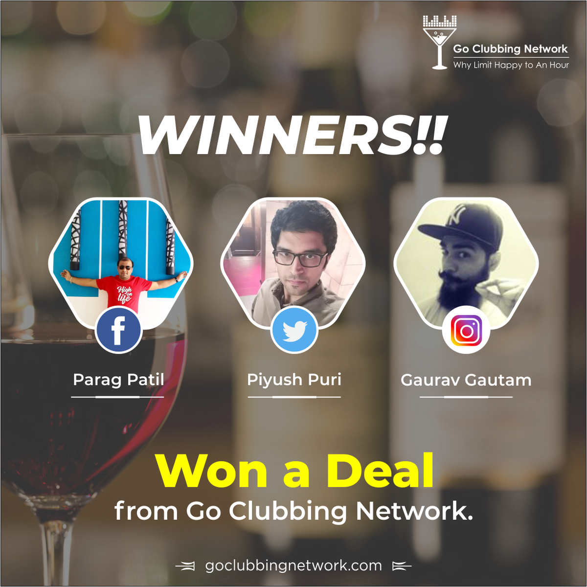 GoClubbingIndia's tweet photo. #Congratulations guys for winning a delightful #GoClubbing deal.
To avail this #Deal, please send us your contact details as DM.
Keep participating in #contests to win free deals from #GoClubbingNetwork.
Visit: https://t.co/cQ7JKPcuWm
#gounlimited #contestalert #contestgiveaway https://t.co/eRIB6ZcHTg