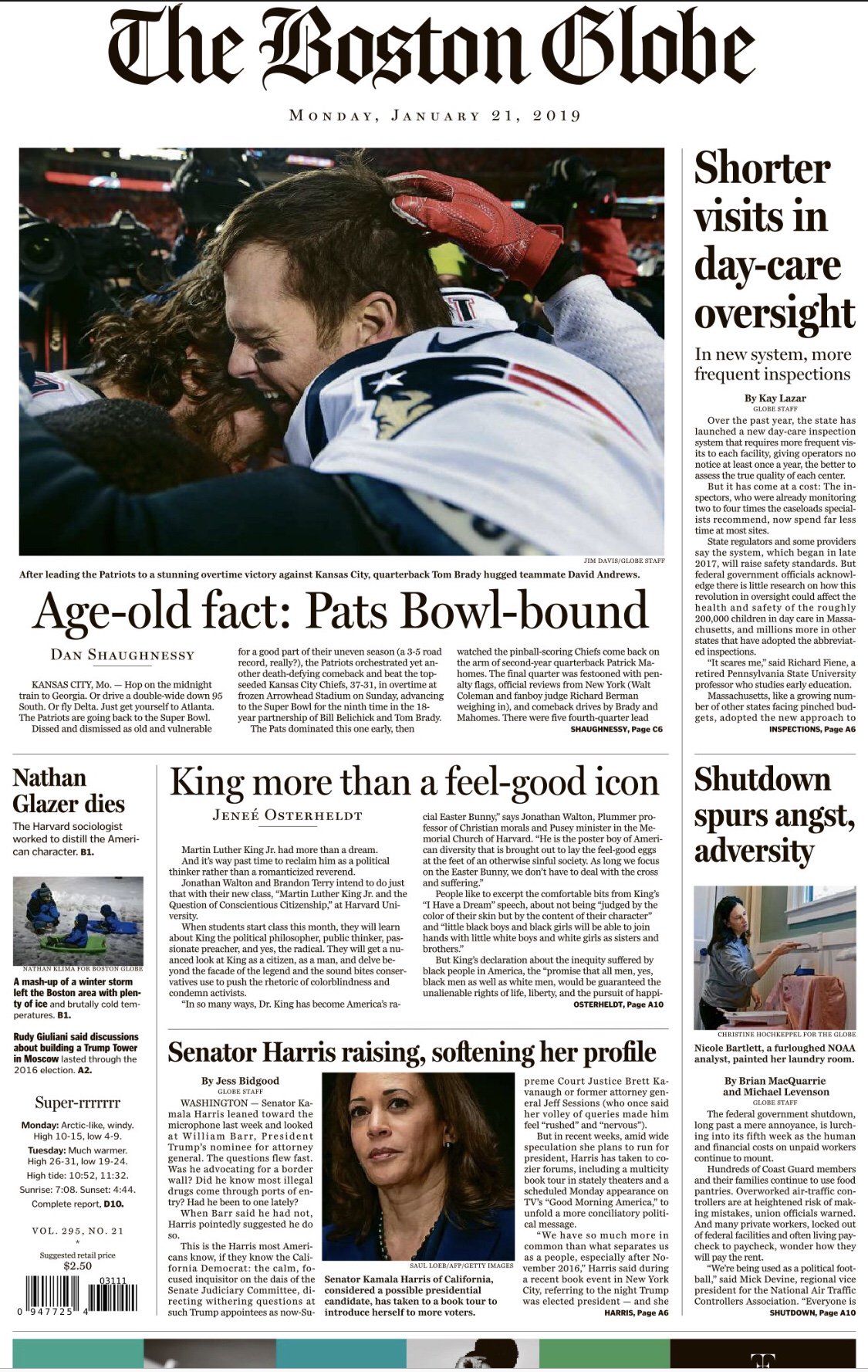 Ben Volin on Twitter "Today’s BostonGlobe front page and Sports cover…