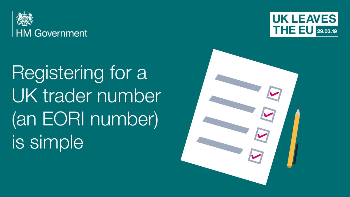 If your business trades internationally with the EU get your EU Exit preparations started by registering for a UK trader number (an EORI number) today at: gov.uk/hmrc/get-eori?…