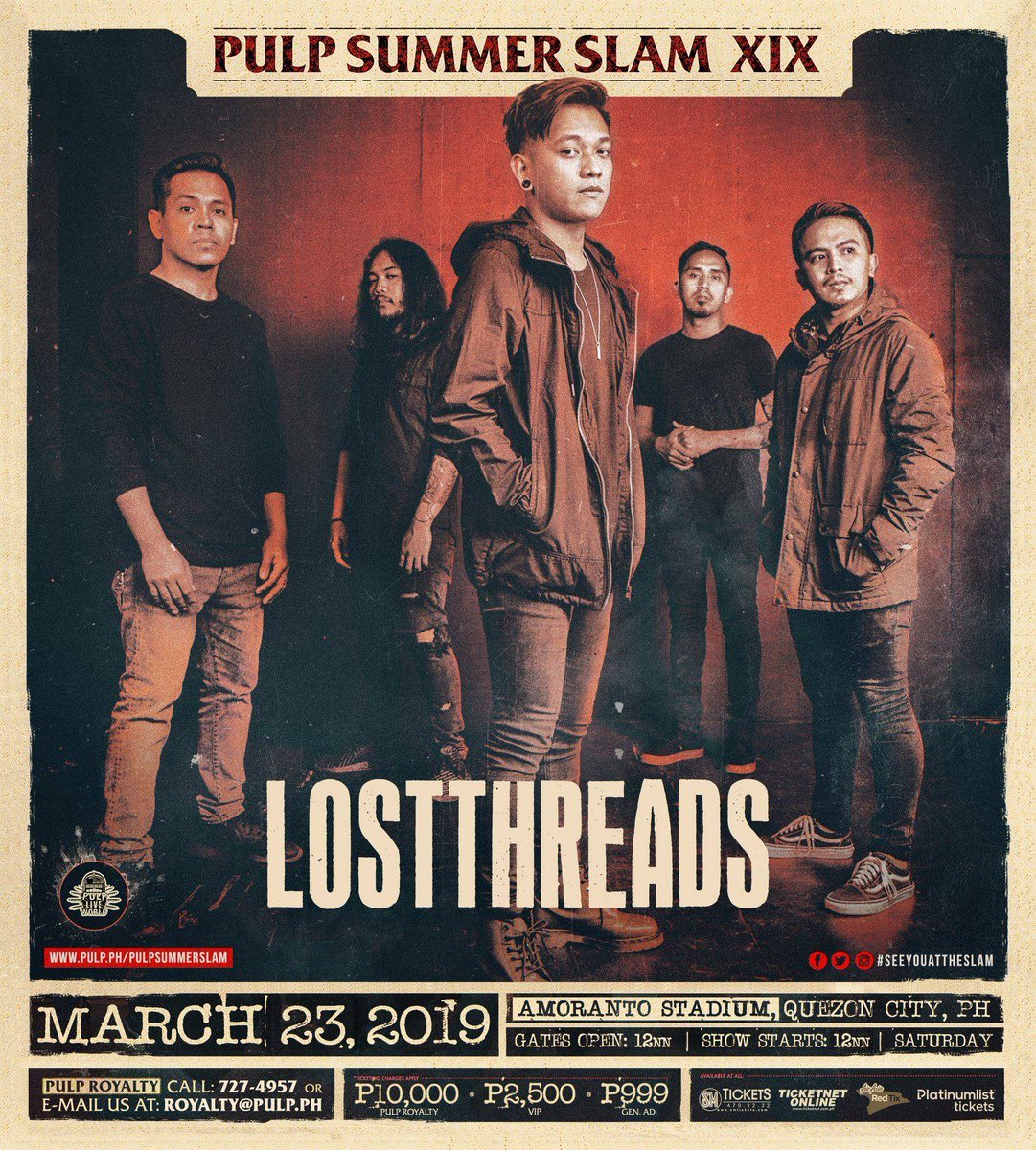 We are excited to announce that we will be playing in <a href="/PULPMagazinePH/">PULP Magazine</a> SUMMER SLAM XIX at the Amoranto Stadium on March 23, 2019 along with some of the finest metal acts today. Tickets are now available at SM Tickets, TicketNet, Platinumlist, and AirAsia RedTix. #SeeYouAtTheSLAM!