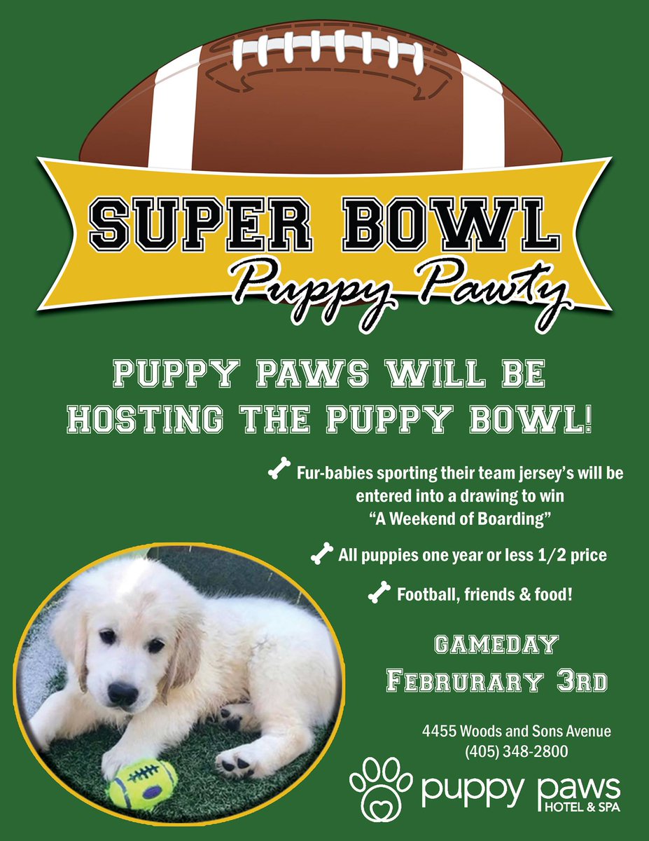 Puppy Bowl 2019. Please join us for the super bowl puppy pawty. Doggie Daycare games start at 8am. Feel free to let your baby spend the night. 🐾🐾🐾 all dogs welcome.. Puppies big and small young and old. 🐾🐾 call 348-2800 for appointment  #PuppyBowl #PuppyBowlXV