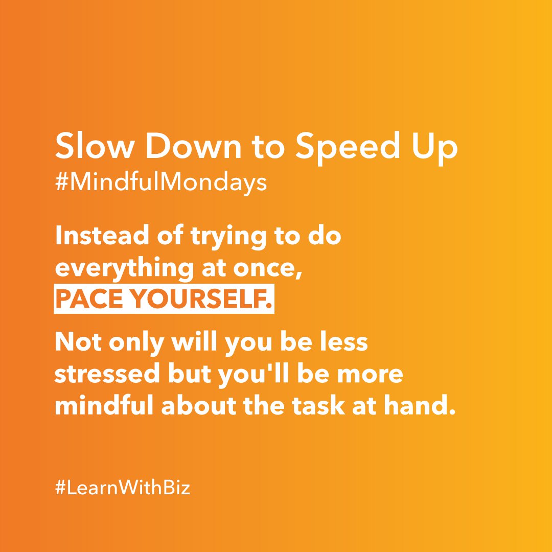 bizgroupuae's tweet photo. Slow Down to Speed Up: This may sound like a contradiction, but slowing down can reduce stress and increase your focus. #MindfulMondays
#LearnWithBiz #CorporateTraining #TeambuildingExperiences #DigitalLearning #EmployeeEngagement #Leadership #TrainingReinforcementPlatform https://t.co/NCQS6TX4wB