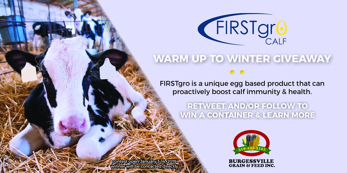 Hey Dairy Producers! With all this cold weather we have decided to provide you with a treat and extend our FIRSTgro contest for a few more days. Enter today to WIN a FREE container of FIRSTgro. Not only does FIRSTgro boost immunity but it also promotes calf health. #calves #dairy