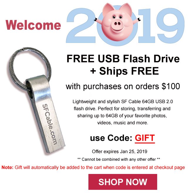 sfcableinc's tweet photo. Free 64GB USB Flash Drive + Free Shipping on Order $100 with code: GIFT expires Jan 25, 2019 - https://t.co/Bgw3kQbogx https://t.co/Md4Vydd4gu