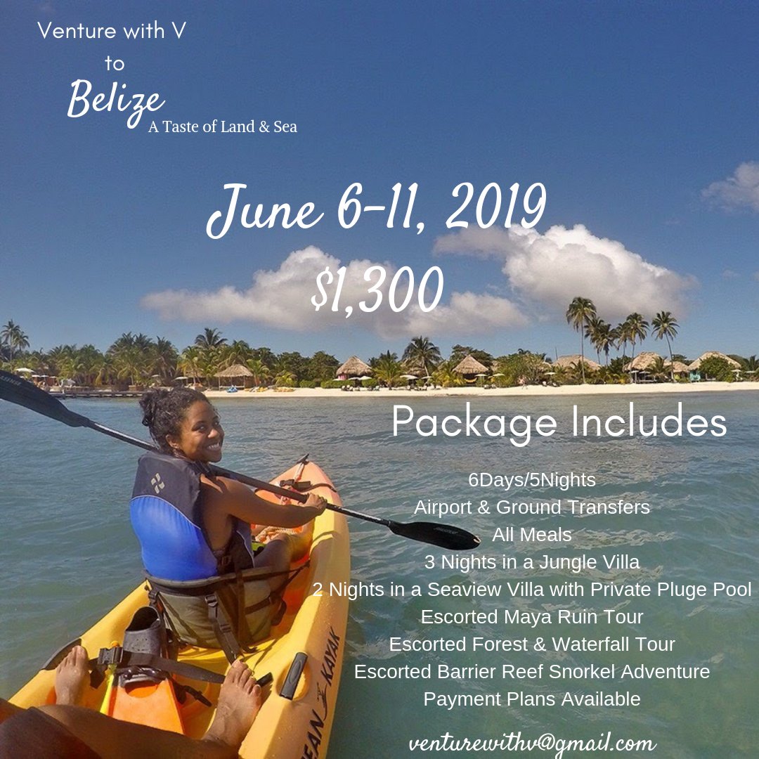 VenturewithV's tweet photo. ๐จ5 MORE SPOTS AVAILABLE ๐จ For my Belize Group Trip! June 6-11, 2019. Start your Summer off right with an adventure of a lifetime handpicked & created by your favorite traveler! For a detailed itinerary email me at
Venturewithv@gmail.com ๐ด
See ya in Belize ๐ง๐ฟ! #venturewithv https://t.co/ir3Wiwi8qI