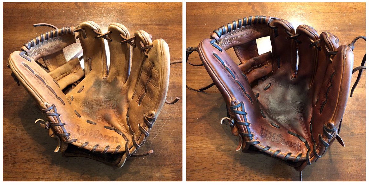 BrandonMerchant's tweet image. CLT folks - let me know if you want your glove tuned up before the season. Deep cleaning, conditioning, dye touch up and lace tightening if necessary. $30. Makes a difference as you can see.