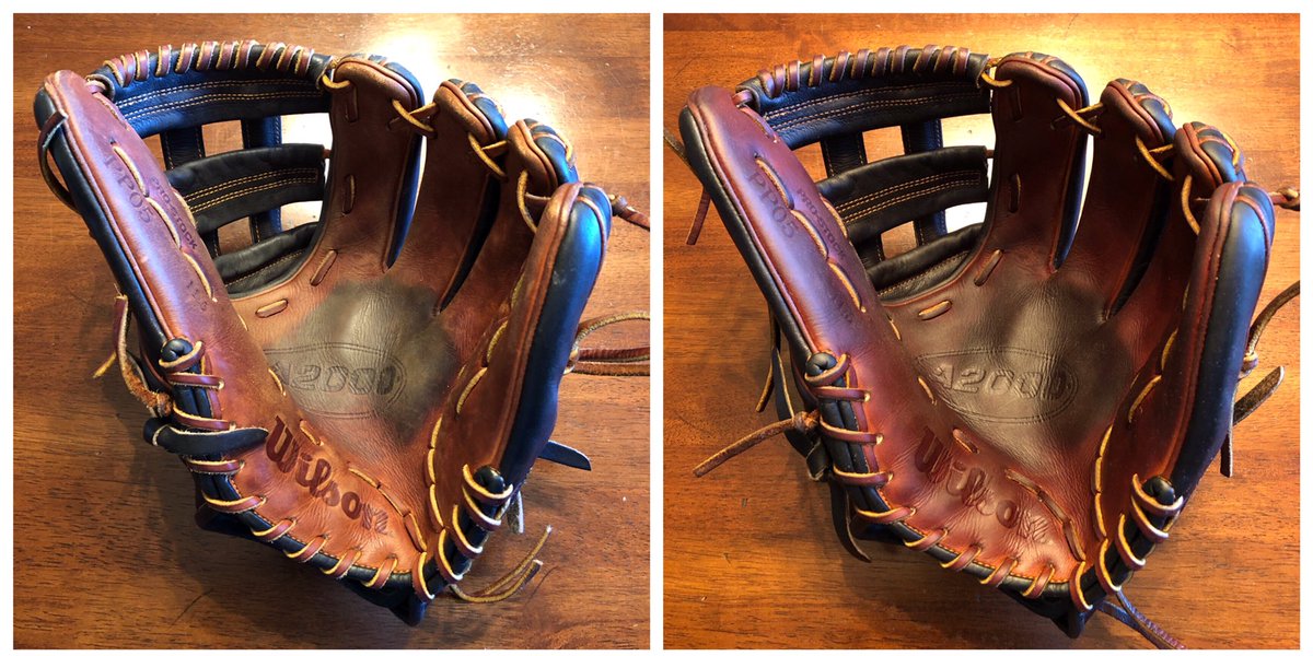BrandonMerchant's tweet image. CLT folks - let me know if you want your glove tuned up before the season. Deep cleaning, conditioning, dye touch up and lace tightening if necessary. $30. Makes a difference as you can see.