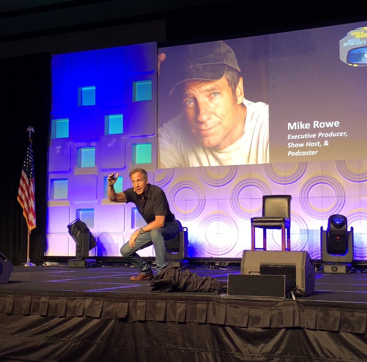 Through laughter, <a href="/mikeroweworks/">The Real Mike Rowe</a> shared how his mom helped him truly find “work” &amp; he caused us to think how important skilled workers are to our everyday lives &amp; how each of us thrive. He encouraged <a href="/NAPATweets/">National Asphalt Pavement Association</a> members to tell stories of people of the #asphalt industry. #NAPAAM