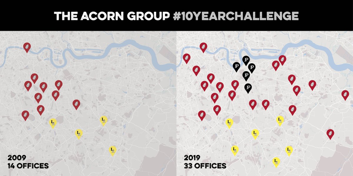 AcornGroup's tweet photo. In the last ten years we've gone from 14 offices to 33. With more offices coming this year, we're setting our sights high for the next ten!

#TenYearChallenge #10YearChallenge https://t.co/rfoT369REv