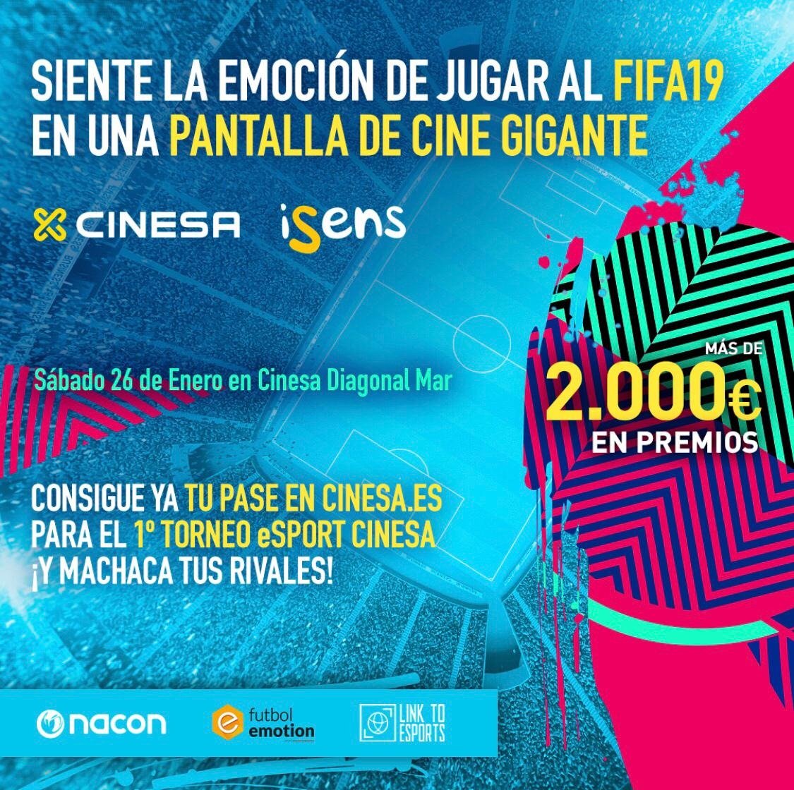 LinkToeSports's tweet image. El próximo sábado 26 de enero en @Cinesa Diagonal Mar se llevará a cabo el 1r Torneo amateur de FIFA19⚽️. Contará con +2.500€ en premios, la presencia de @cachoo01 y @DonDeGentes_, y muchas más sorpresas!🎮

¡PLAZAS LIMITADAS!

Más info en: cinesa.es/Promociones/to…