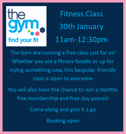 Now is the time to make a start on those new year’s resolutions!Meet with other Carers, win free membership and take part in this fun class. So whether you are a regular gym goer, or a little apprehensive about the idea of entering a gym! This session will offer something for you