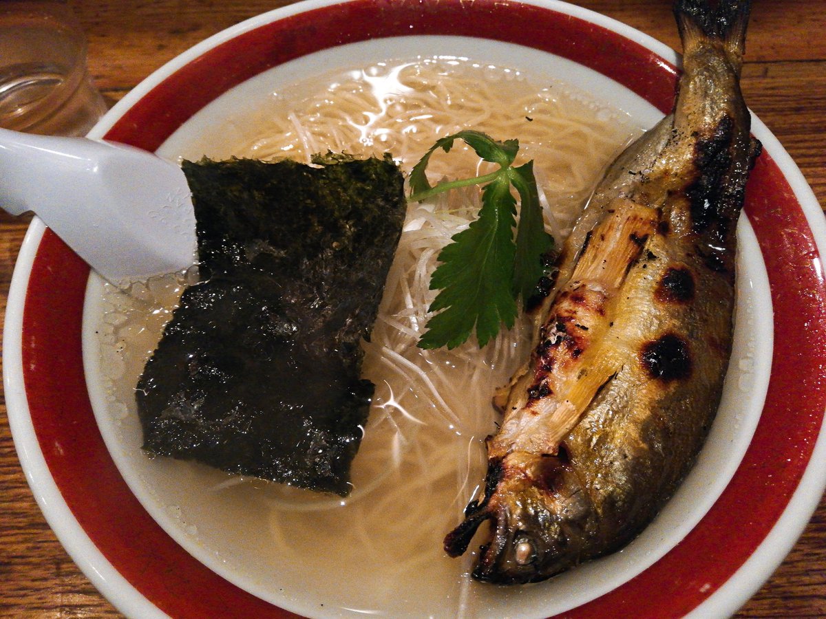 JapanWelcome's tweet photo. Ayu ramen at Futako-tamagawa. You may think this is a little bit strange, but refined taste. Delicious. https://t.co/6gyilV4Hbr