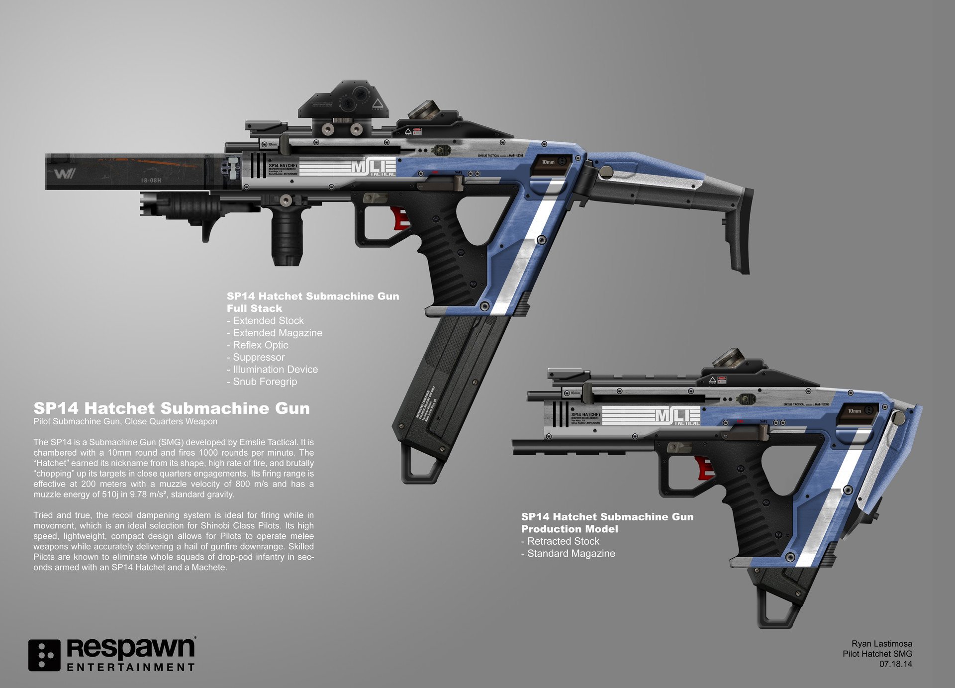 津田半士郎 丁髷過重絡繰男 27 オルタネーター Titanfall2 ブルパップダブルバレル10mmサブマシンガン Sf銃としてもトンデモなレイアウトだが ストックの位置やマガジンの形など 現銃との地続きな発展を予感させる ゲーム内の性能もライフル顔負けな