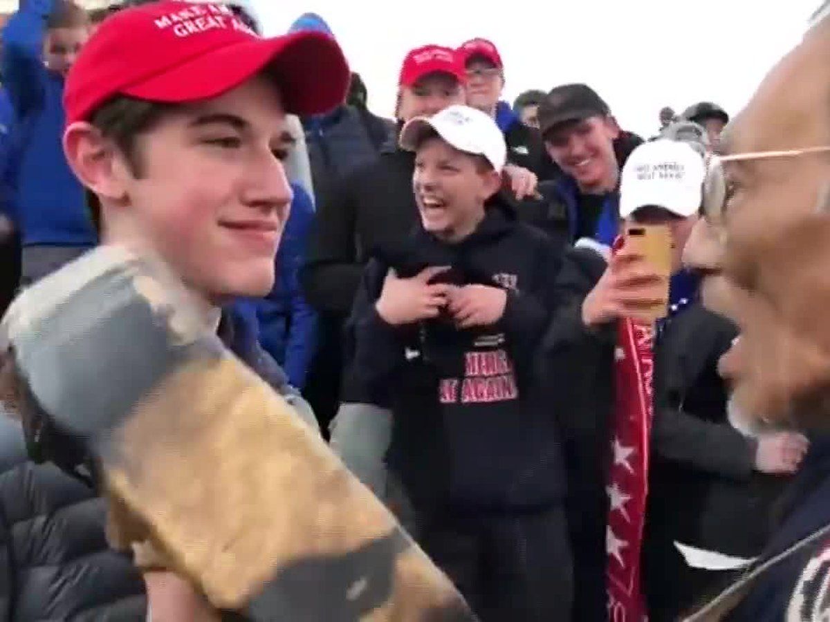 Live5News's tweet photo. Teen in confrontation with Native American at Indigenous Peoples March: I didn’t provoke https://t.co/FPmyO9GJiA https://t.co/EZtR2I0mpn