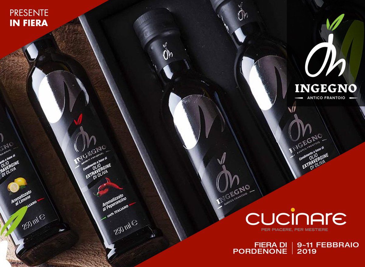 FieraCucinare's tweet photo. Antico Frantoio Ingegno sarà presente come espositore a #cucinare2019.
Vieni a scoprire in fiera i loro prodotti
https://t.co/CgrxmuG1W1
#cucinare #showcooking #chef #food #cucinaitaliana #pordenonefiere #Gazzettino #messveneto #Fvg #salute #cucinaregreen #vinum #beerandco https://t.co/Q0xDHdJEYv