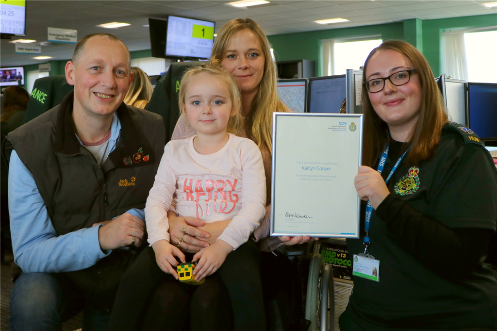 swasFT's tweet photo. Would your child know what to do in an emergency?

Back in October, four-year-old Kaitlyn called 999 when her mum became seriously ill at their home in Dorchester. #EmergencyThrowback 🚑📞 

https://t.co/1WzRDJK5V8 https://t.co/77WLD5Niqj