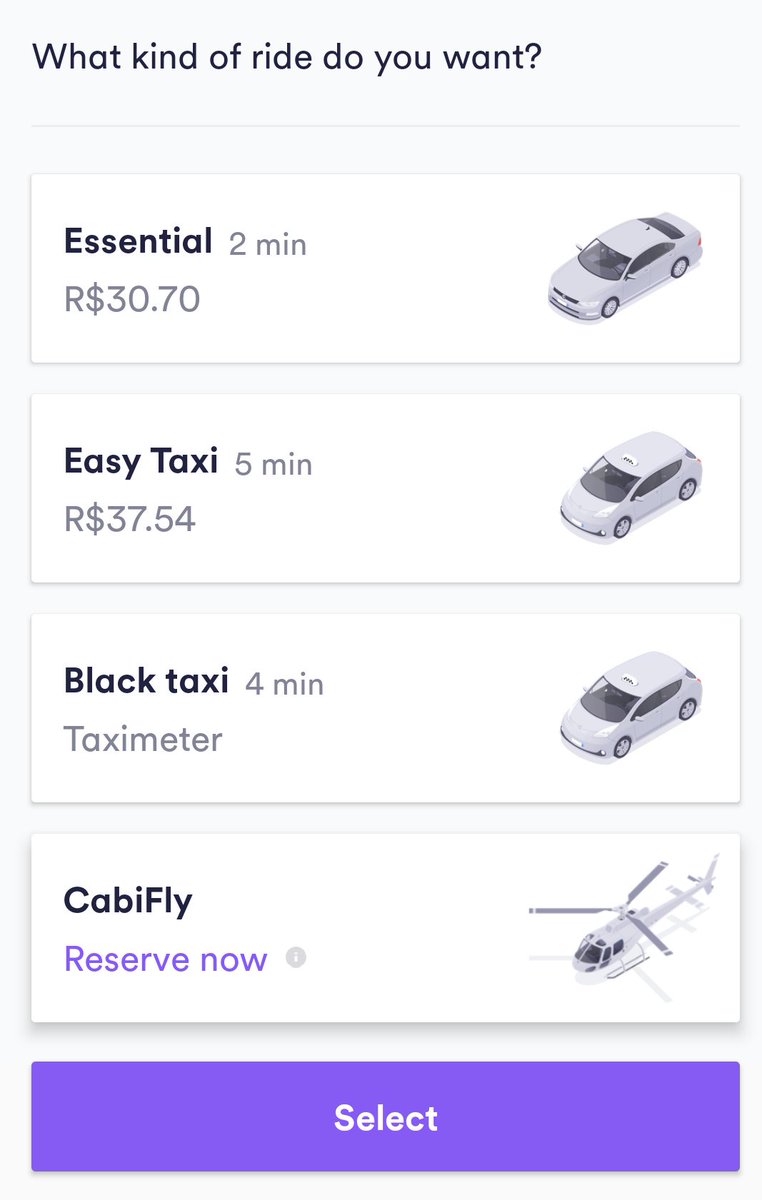 AnaLuCB's tweet photo. Exploring my options for a Cabify in São Paulo 🚁🙀 https://t.co/mQFKQ1iSea