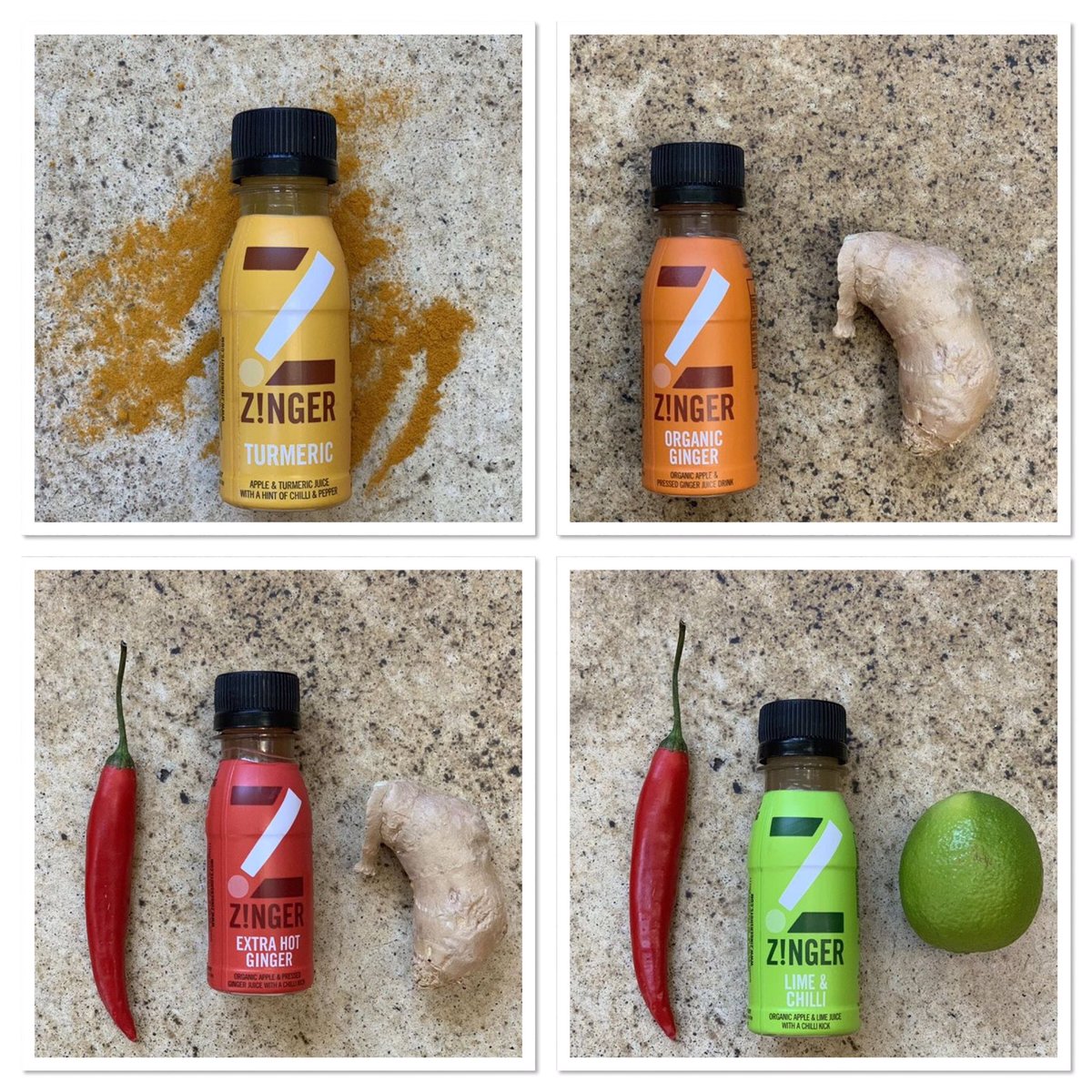ZingerShots's tweet photo. Starting the new year with a new look! What do you think of the refreshing new design for #zingershots ? #design #packaging #healthyshots #turmeric #ginger #limechilli https://t.co/21bByVjdDe