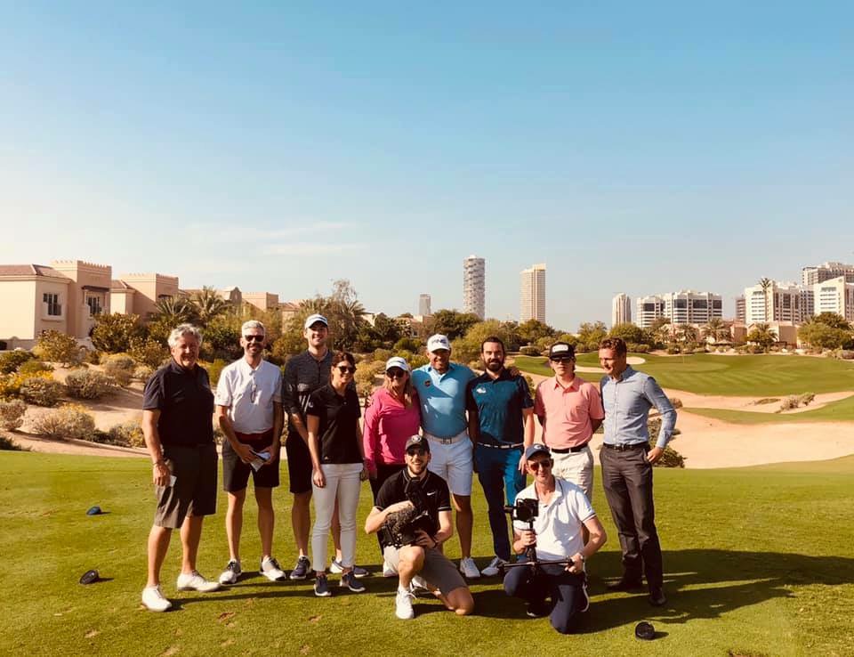ewellsjones's tweet photo. Brilliant day in the office. I love my job! Thanks to @theelsclubdubai for hosting @yourgolftravel and a huge thanks to our Chief Holiday Officer @WestwoodLee. @YGTRory also well played 👏🏻 https://t.co/G3qIwSZGYT