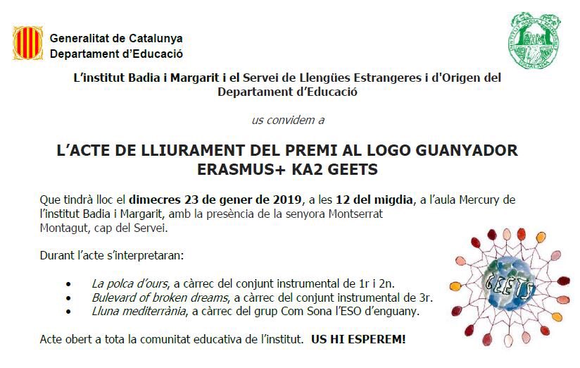 . <a href="/EplusCatEdu/">Unitat Programes Internacionals Catalunya</a> dimecres a les 12, lliurament del premi.