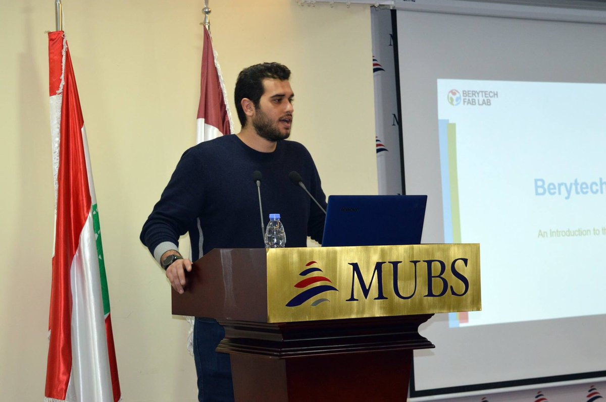 mubslebanon's tweet photo. Earlier #today. #MUBS #students, #staff, and #faculty #members met Mr. Ghassan Beydoun, Fab Lab #Community Coordinator, who shed the lights on the “#BerytechFabLab” and the latest #digital #manufacturing #technologies and the vast array of #resources @berytech https://t.co/6gfjrbMUeL