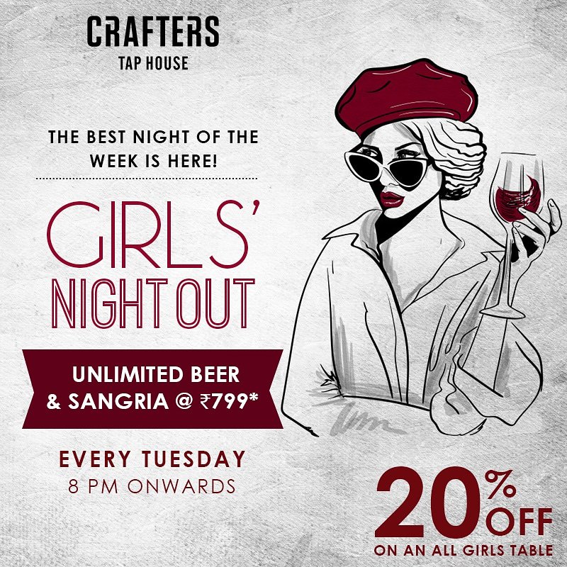 drinkcrafters's tweet photo. Get your girl squad ready and dance through the evening, down a beer and grab another - Girls' Night Out is headed your way. Every Tuesday, 8:30 PM onwards.

P.S. Grab an exclusive 20% off on an all-girls table 🍻

#Beer #Brewery #EverythingCrafters #Powai #Mumbai #GirlsNightOut https://t.co/enh7u7U7rZ