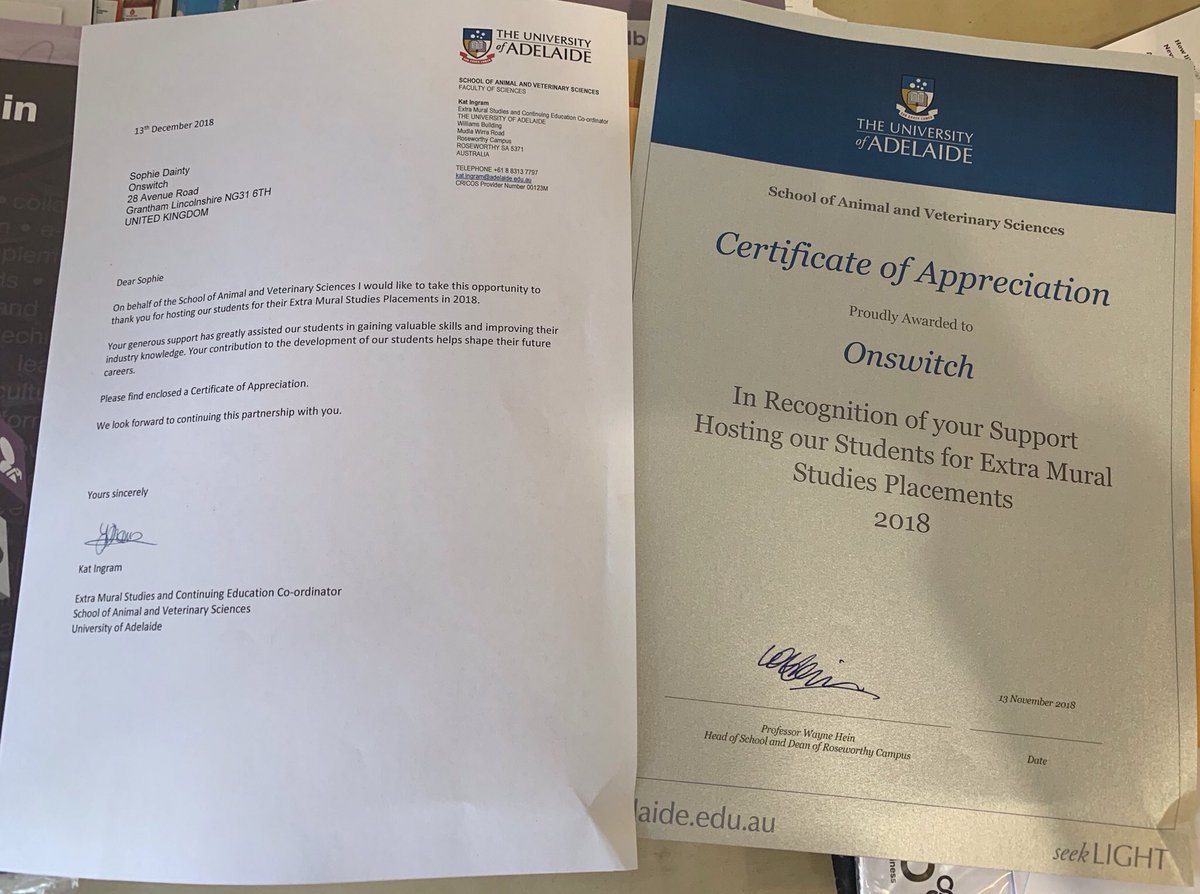 OnswitchLtd's tweet image. What a lovely surprise at Onswitch HQ this morning 
We work with Vet students to help them understand the real world of the vet business by offering Business EMS 
Adelaide Uni Send 2 students each summer and we love having them 
Nice to be thanked #ThankYou #TeamOnswitch #BEMS 👍