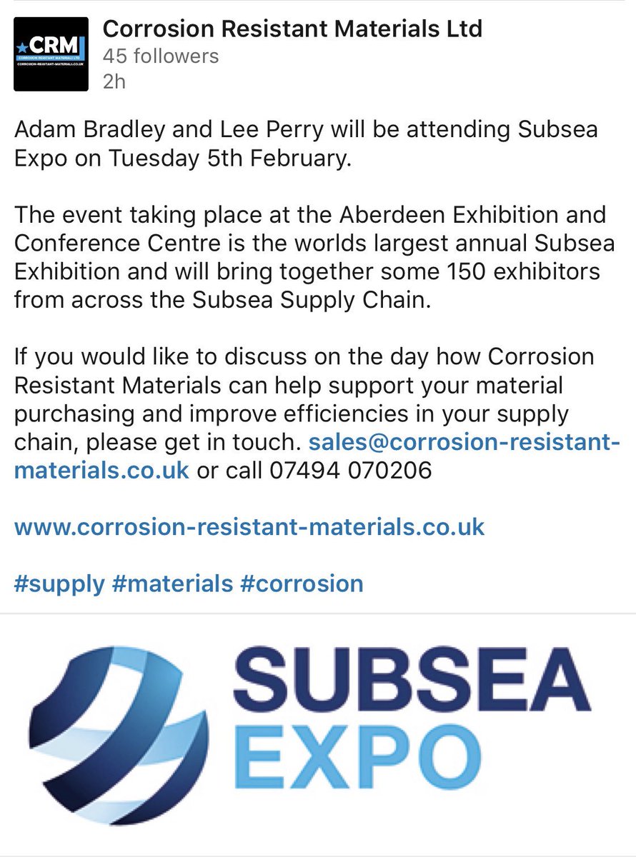 Corrosion Resistant Materials Ltd (@crmukltd) on Twitter photo 