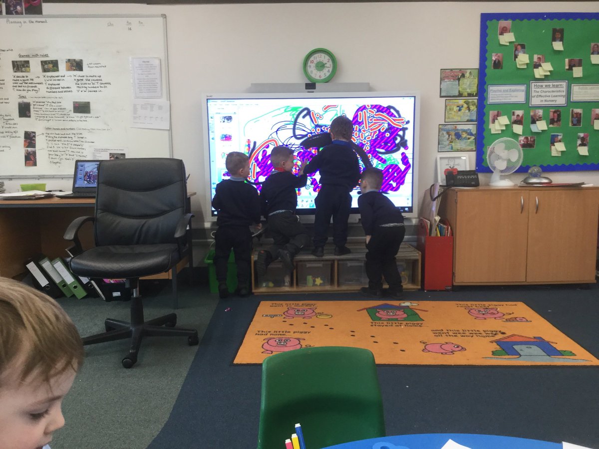 AHPSoldaccount's tweet photo. This afternoon we have been really interested in making marks on smartboard notebook. We clicked on and selected icons and solved problems when the board didn't work #earlytechnology #makingrelationshipsteamwork https://t.co/9u3wb1dGRg