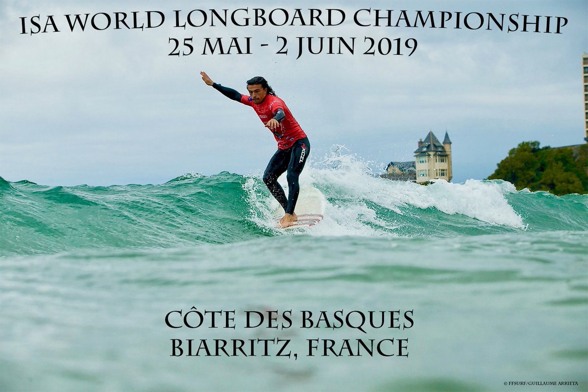 SurfingFrance's tweet image. ⚠️ 100 des meilleurs longboardeurs de la planète 🌏 issus de 30 pays se disputeront les Mondiaux @ISAsurfing 🏆 à Biarritz 🇫🇷 fin mai  ! Toutes les infos sur les ISA World Longboard Surfing Championship 2019 ici 👉 bit.ly/2FDipPw
#Biarritz #CoteDesBasques #ISAWorlds