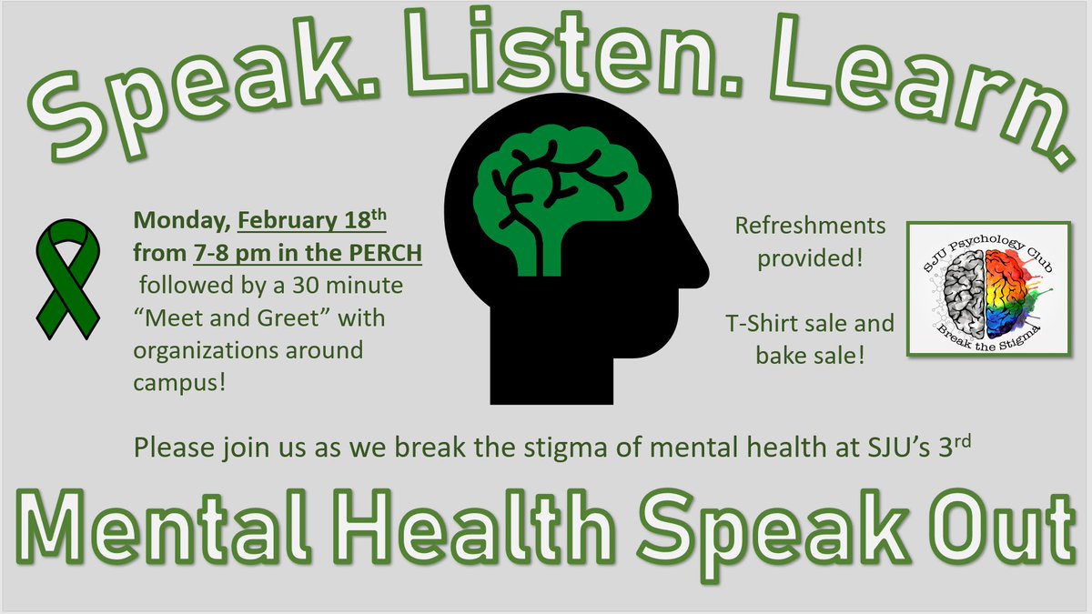 SJUwade231's tweet photo. Mental Health Speak Out - save the date! https://t.co/nNKrf6bLnK