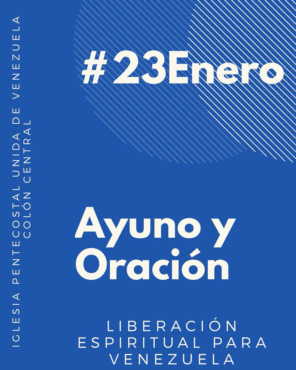 Te invitamos este Miercoles #23Enero a unirnos en un dia de Ayuno y Oración clamando por LIBERACIÓN ESPIRITUAL para Venezuela. Las armas de nuestra milicia no son carnales si no Espirituales.