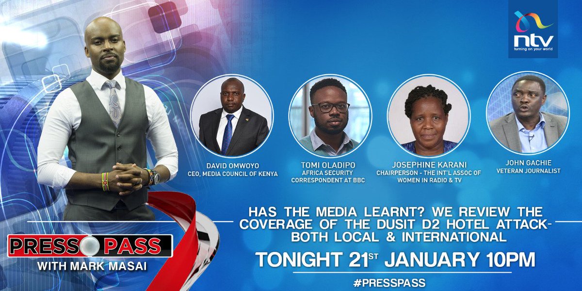 MediaCouncilK's tweet photo. @MediaCouncilK CEO @DavidOmwoyo Will tonight be on #Presspass to talk about lessons learnt by the Media during the #riversideattacks @MediaObserverKE @presspasske @KUJ_Kenya @ntvkenya @citizentvkenya @KTNKenya @K24Tv @vicbwire @MarkMasai https://t.co/l8wAUPhntt