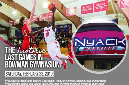 NyackCollege's tweet photo. Join the Men's and Women's Basketball Teams take the court for the final game of their season in Bowman Gym! Details to follow. https://t.co/Gj1vDGnGcF