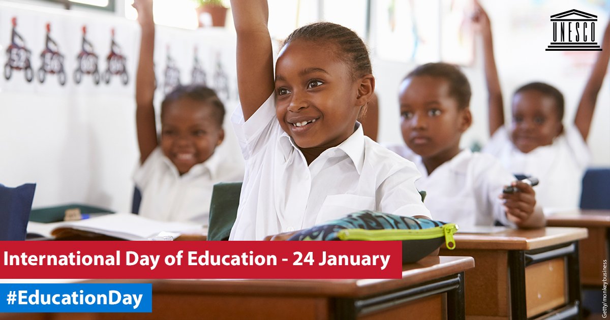 The first-ever UN #EducationDay will be celebrated on 24 January! 😃

Education = power! 

What does education mean to you? on.unesco.org/2QJRWlq #Education2030