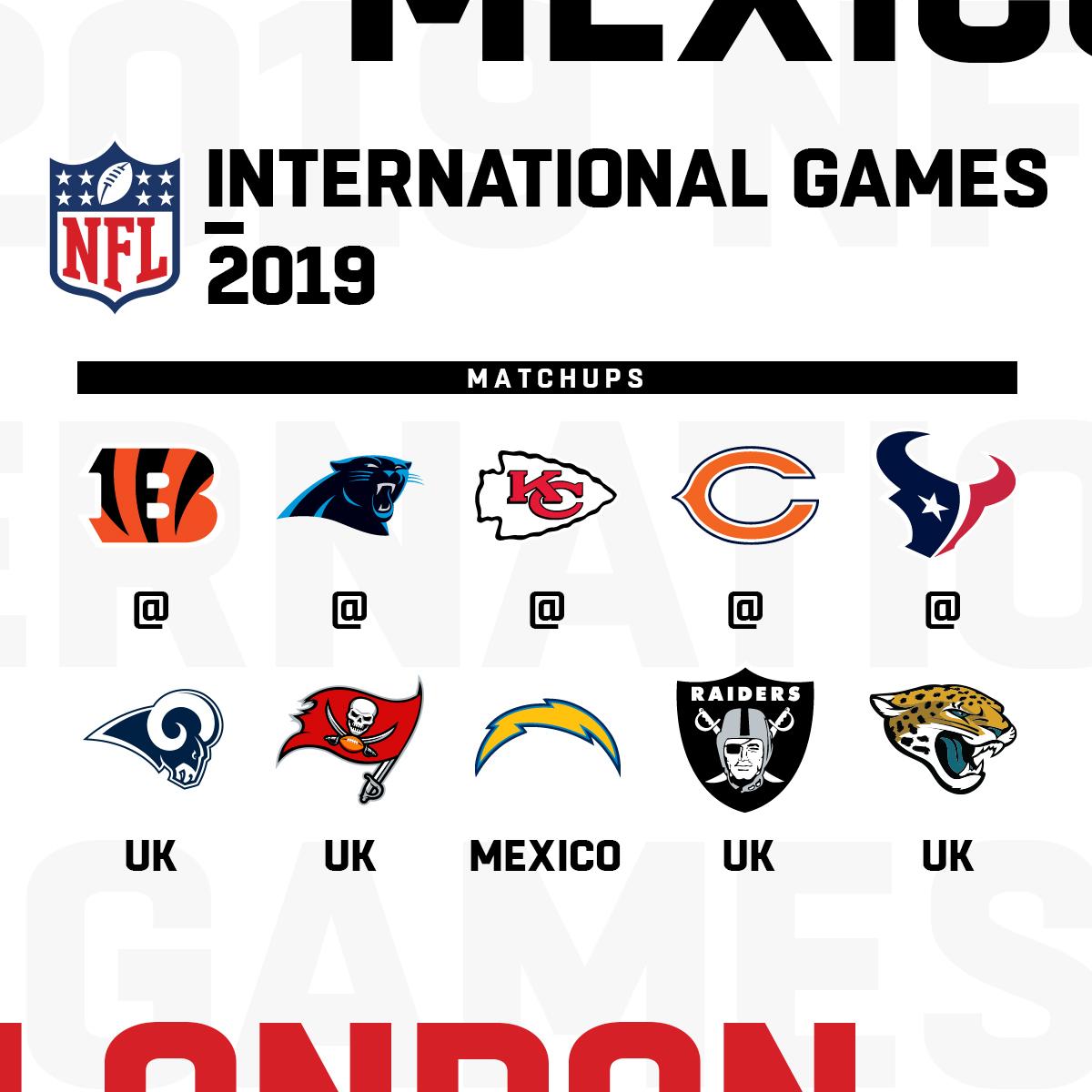 NFL on X: Five International Games scheduled for 2019! 