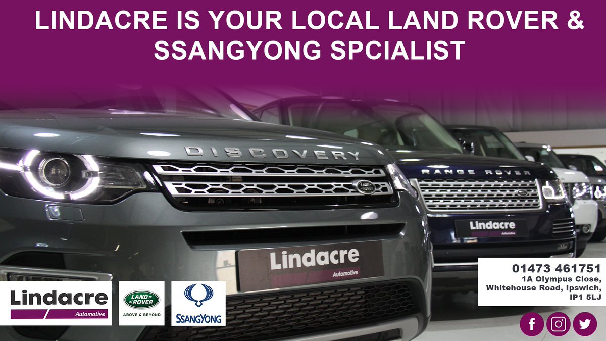 Lindacre's tweet image. We pride ourselves on providing the very best in SsangYong and Land Rover vehicles, as well as outstanding aftercare and servicing!

Come into the show room or visit our website to find out more about us - 
ow.ly/mrKY30nop5s

#SsangYong #LandRover #Ipswich